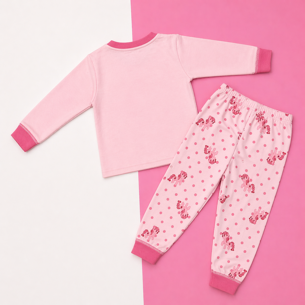 Cute Pony Print Baby Co-ord Set – Soft Cotton Full Sleeve T-shirt & Pyjama Set