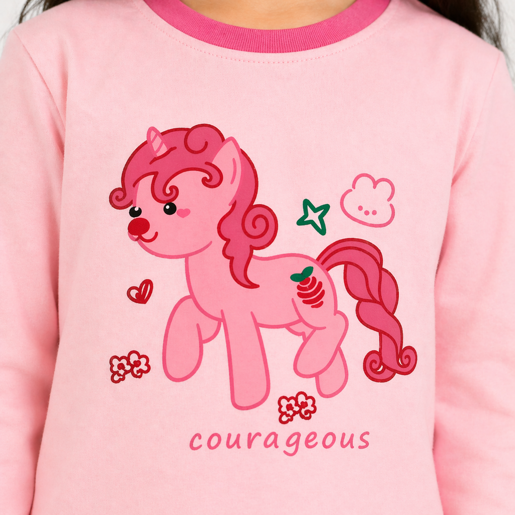 Cute Pony Print Baby Co-ord Set – Soft Cotton Full Sleeve T-shirt & Pyjama Set