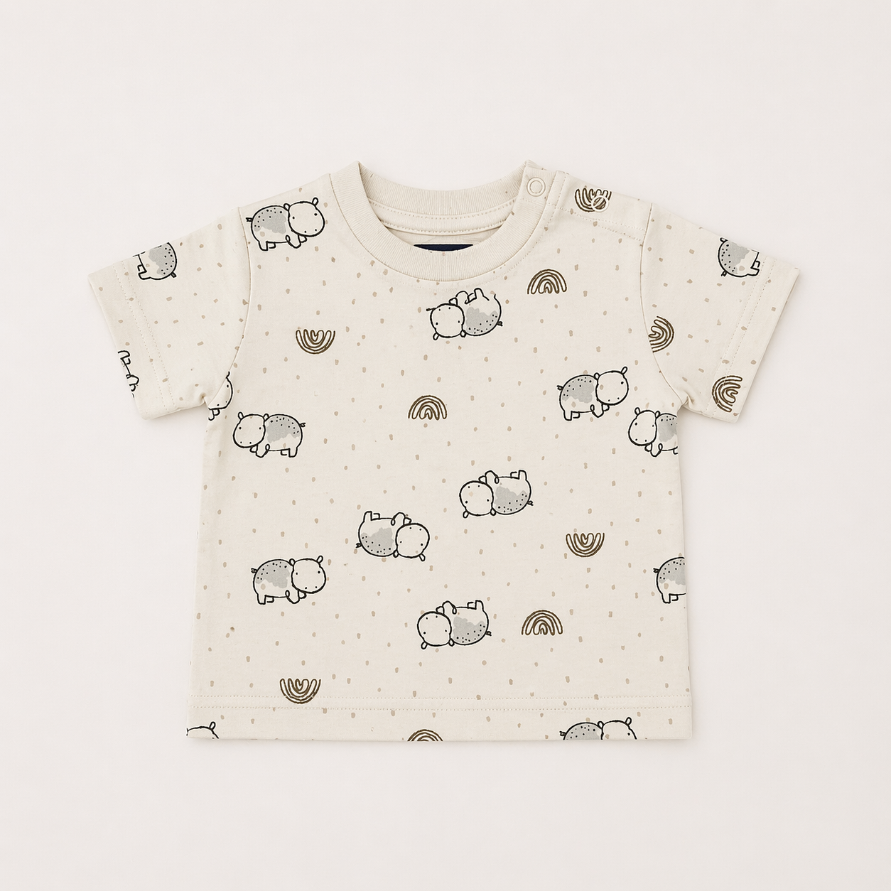 Baby Hippo Print Co-ord Set – Soft Cotton T-shirt & Shorts Set