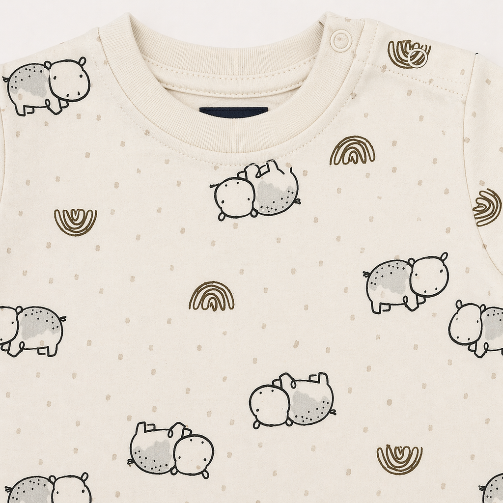 Baby Hippo Print Co-ord Set – Soft Cotton T-shirt & Shorts Set