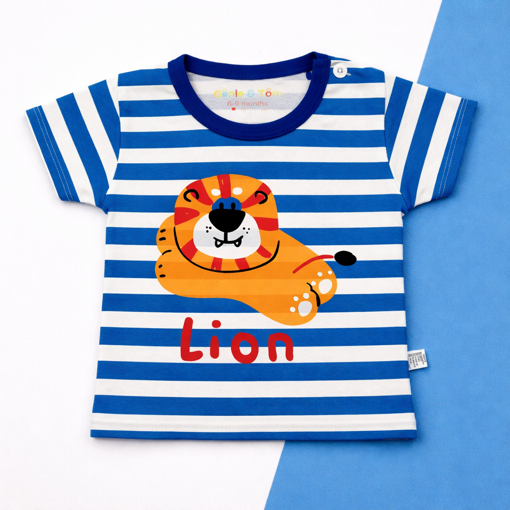 Lion Print Baby Co-ord Set – Soft Cotton Half Sleeve T-shirt & Shorts Set