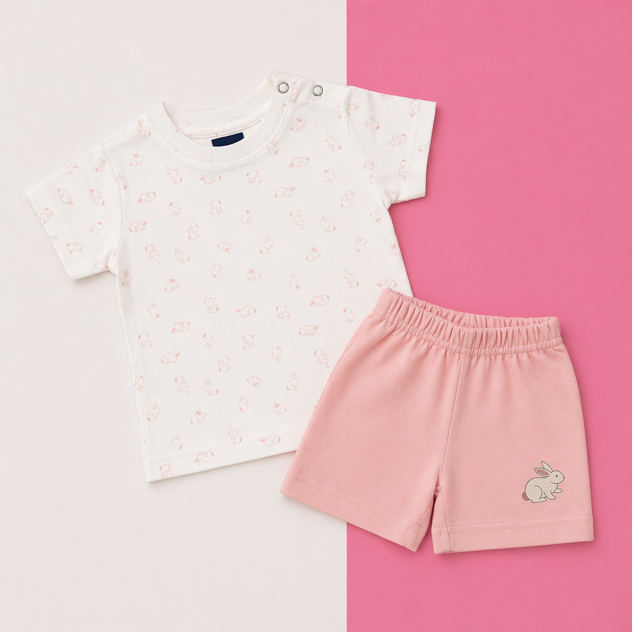 Baby Bunny Print Co-ord Set – Soft Cotton T-shirt & Shorts Set
