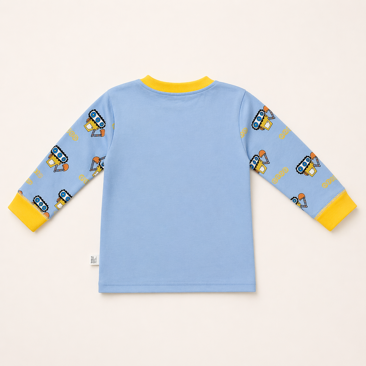 Construction Excavator Print Baby Co-ord Set – Soft Cotton Full Sleeve T-shirt & Pyjama Set