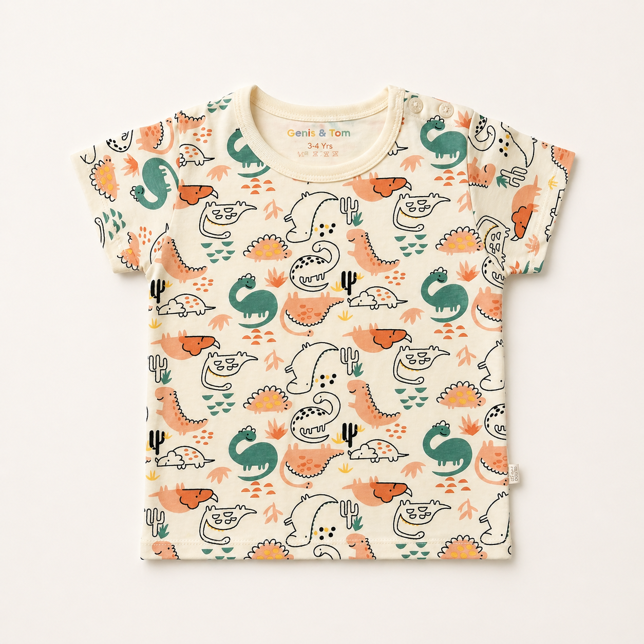 Kids Dinosaur Print T-Shirt – Soft Cotton Half Sleeve Tee