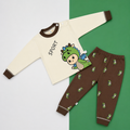 Kids Cotton Full Sleeve Night Suit Set – Dinosaur Print T-Shirt & Pajama Set