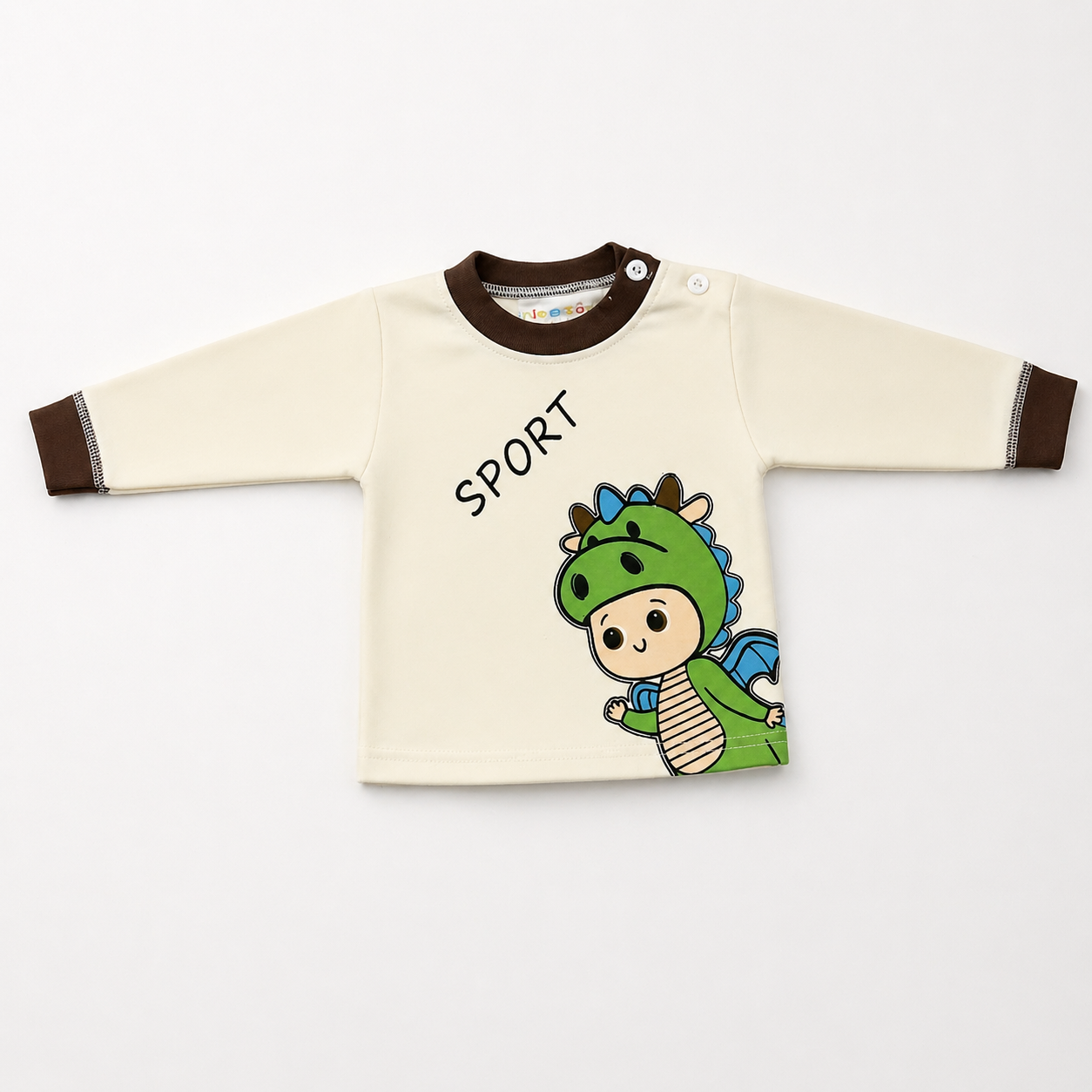 Kids Cotton Full Sleeve Night Suit Set – Dinosaur Print T-Shirt & Pajama Set