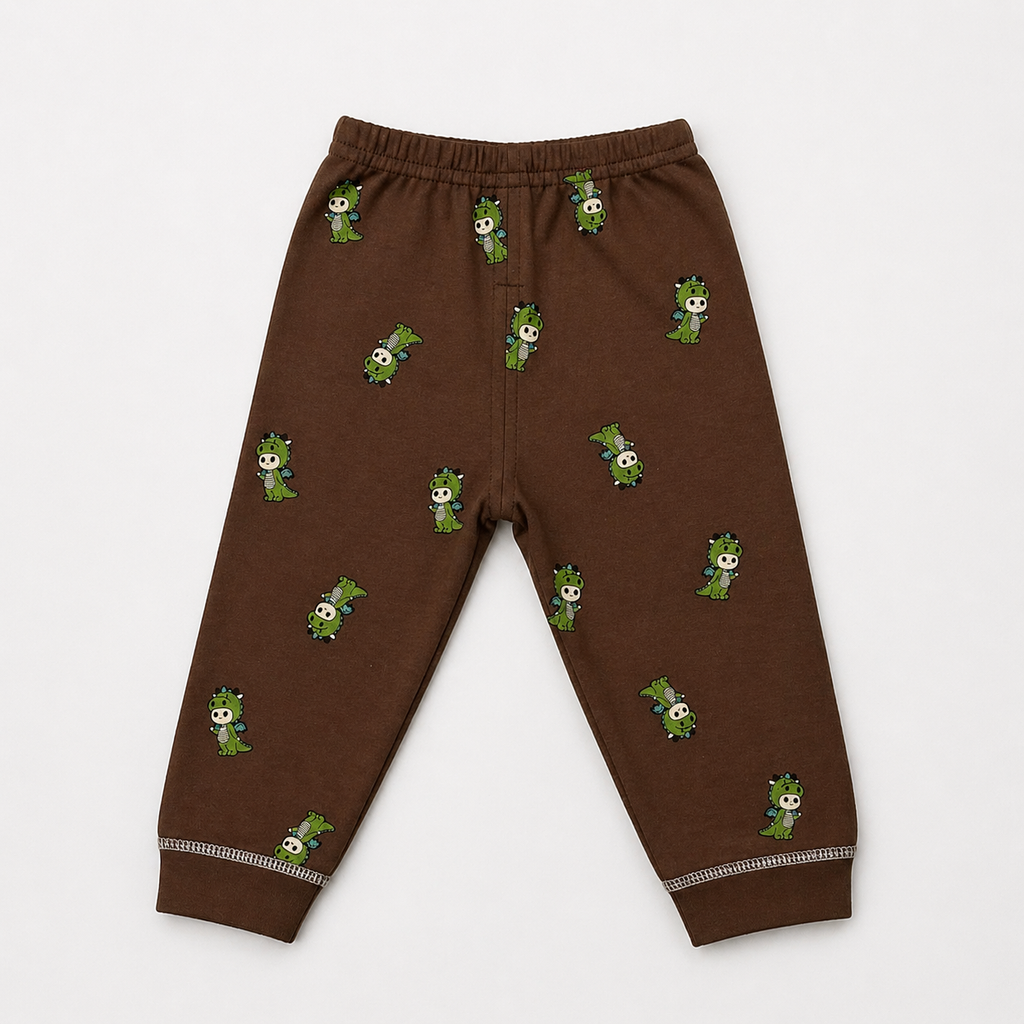 Kids Cotton Full Sleeve Night Suit Set – Dinosaur Print T-Shirt & Pajama Set