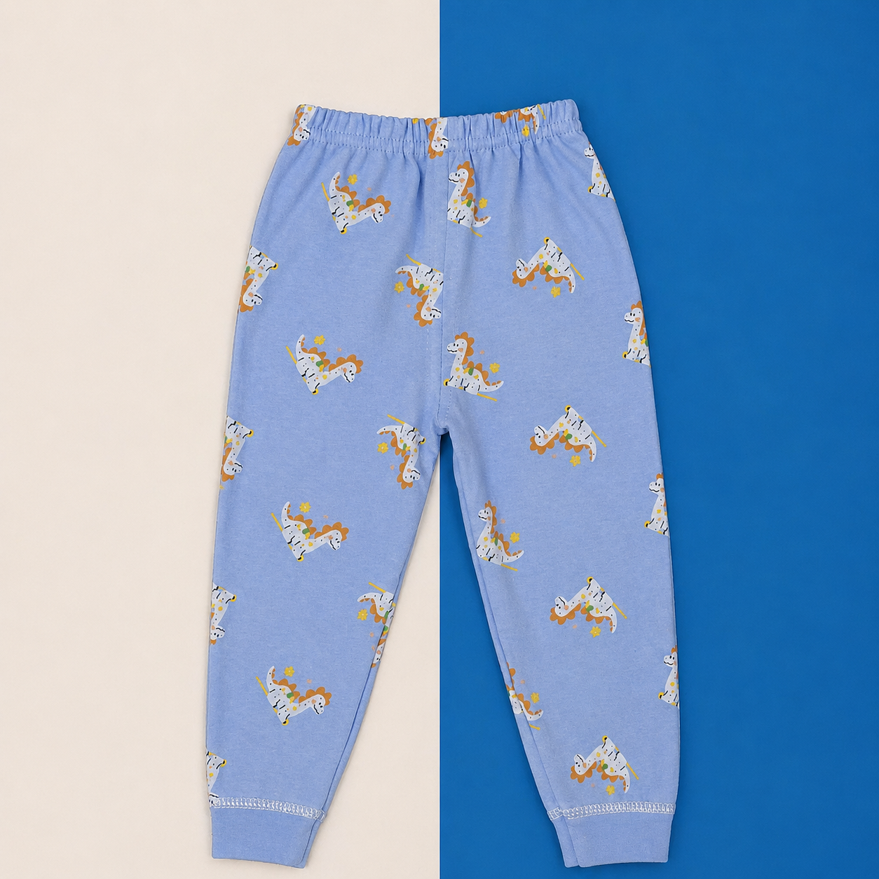 Kids Cotton Full Sleeve Night Suit Set – Cute Dinosaur Print T-Shirt & Pajama Set
