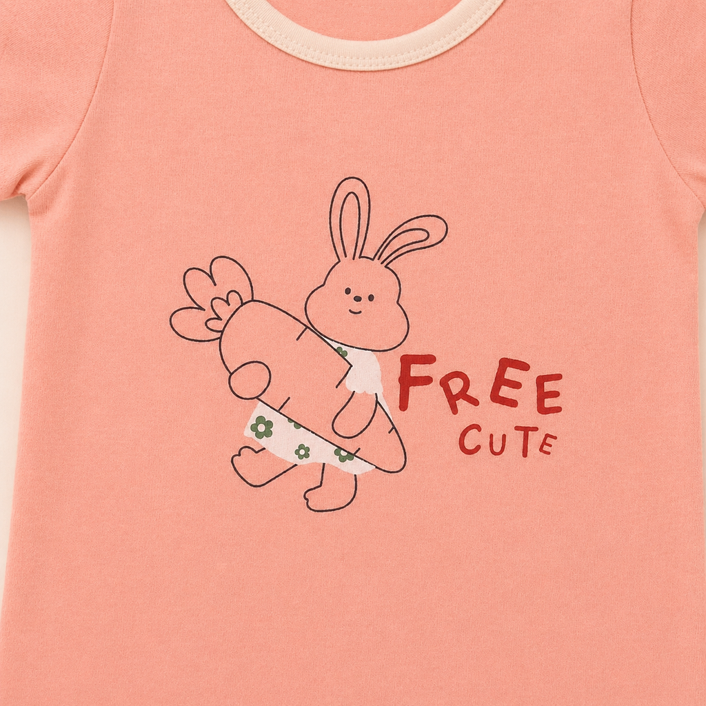 Kids Bunny Print T-Shirt – Soft Cotton Half Sleeve Tee