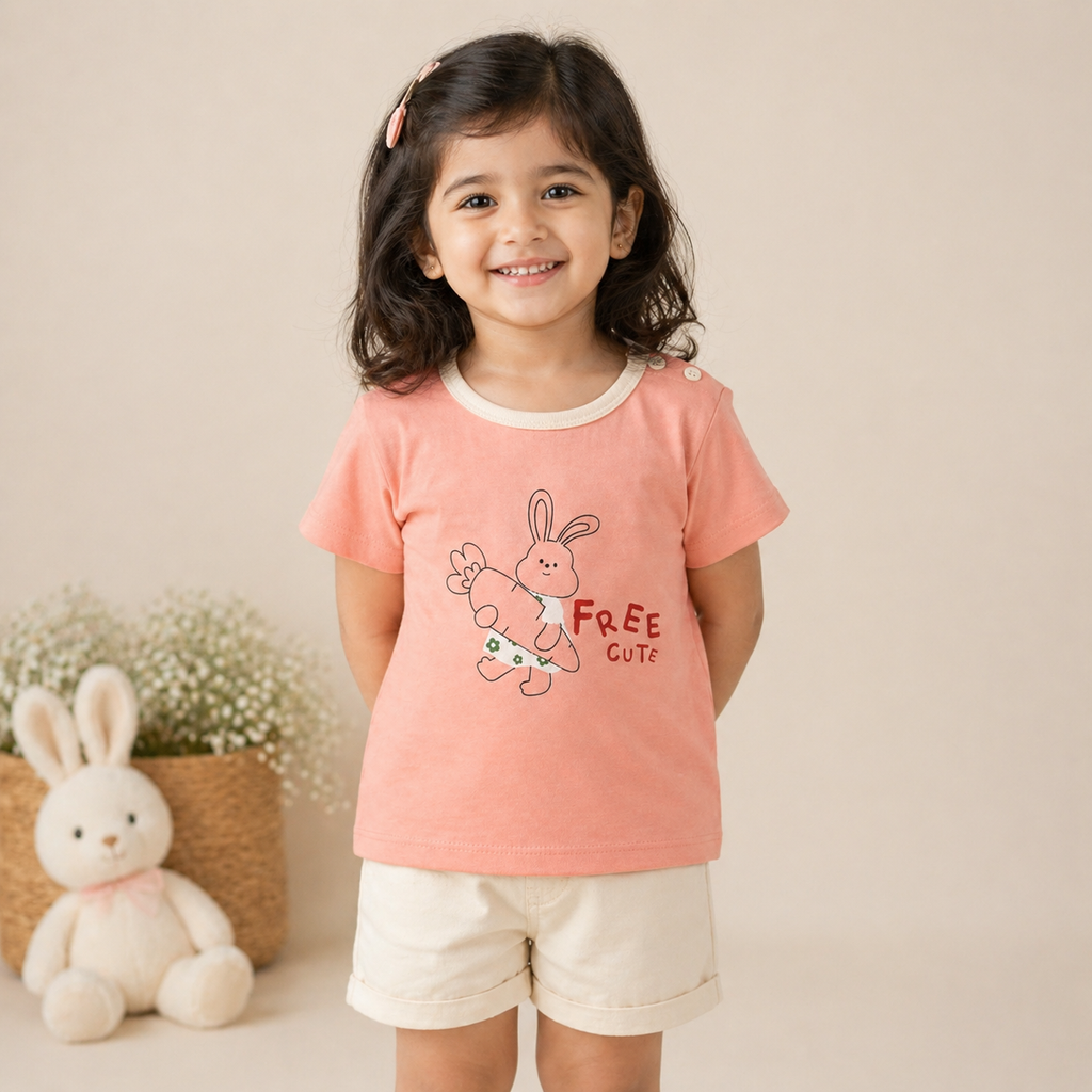 Kids Bunny Print T-Shirt – Soft Cotton Half Sleeve Tee