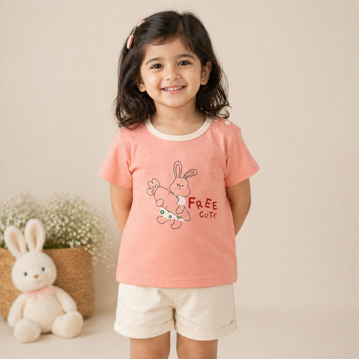 Kids Bunny Print T-Shirt – Soft Cotton Half Sleeve Tee