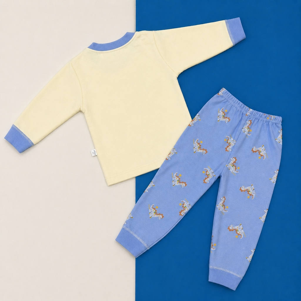 Kids Cotton Full Sleeve Night Suit Set – Cute Dinosaur Print T-Shirt & Pajama Set