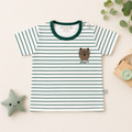 Kids Striped Bear Print T-Shirt – Soft Cotton Half Sleeve Tee “Smart Bear”