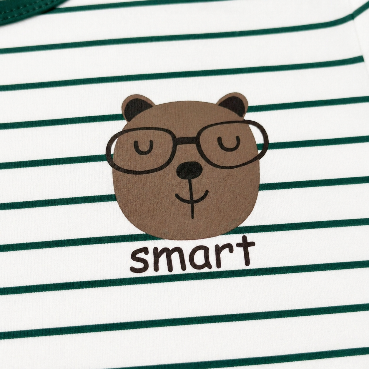 Kids Striped Bear Print T-Shirt – Soft Cotton Half Sleeve Tee “Smart Bear”