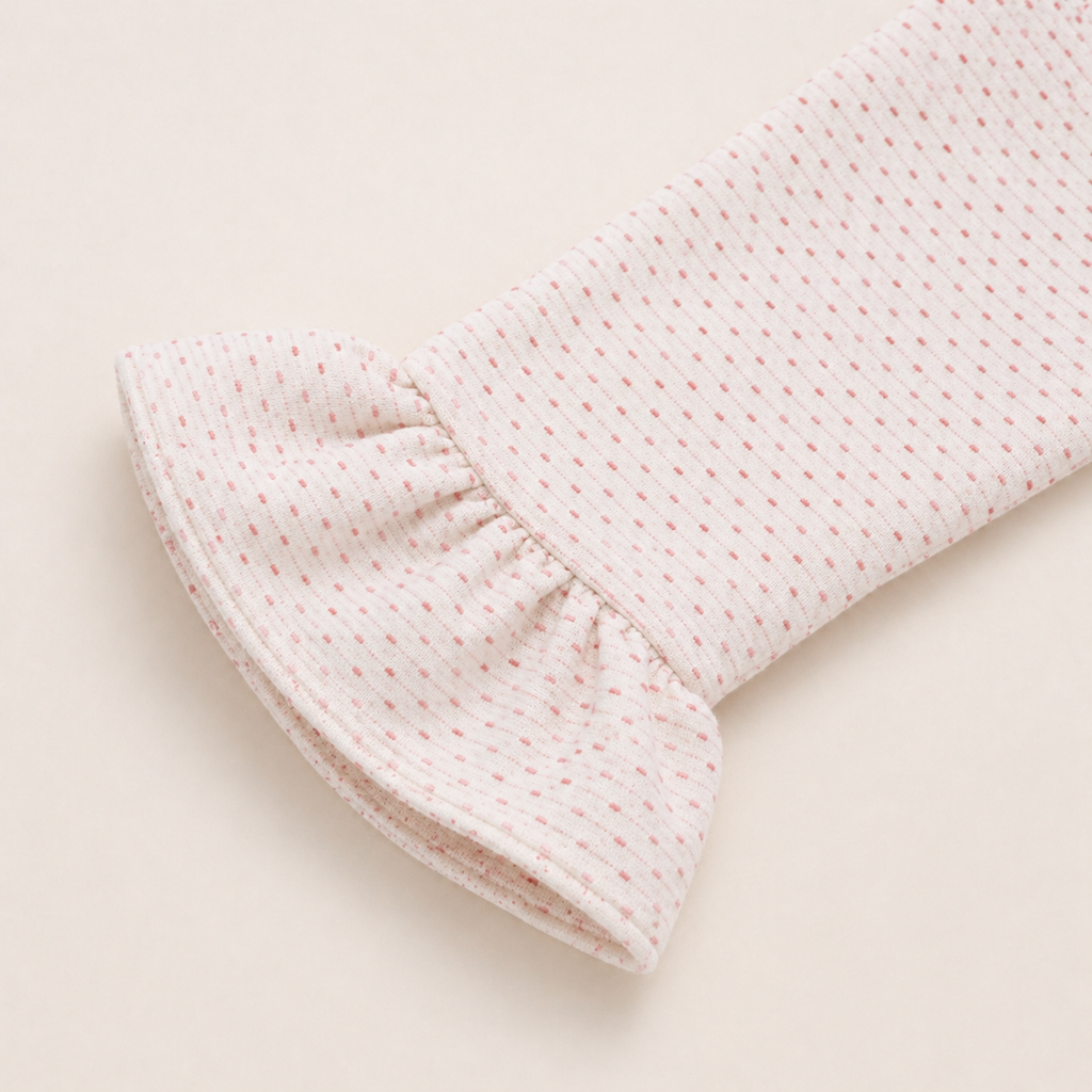 Baby Girls Cotton Dress – Polka Dot Flared Dress with Bow Detail & Bell Sleeves