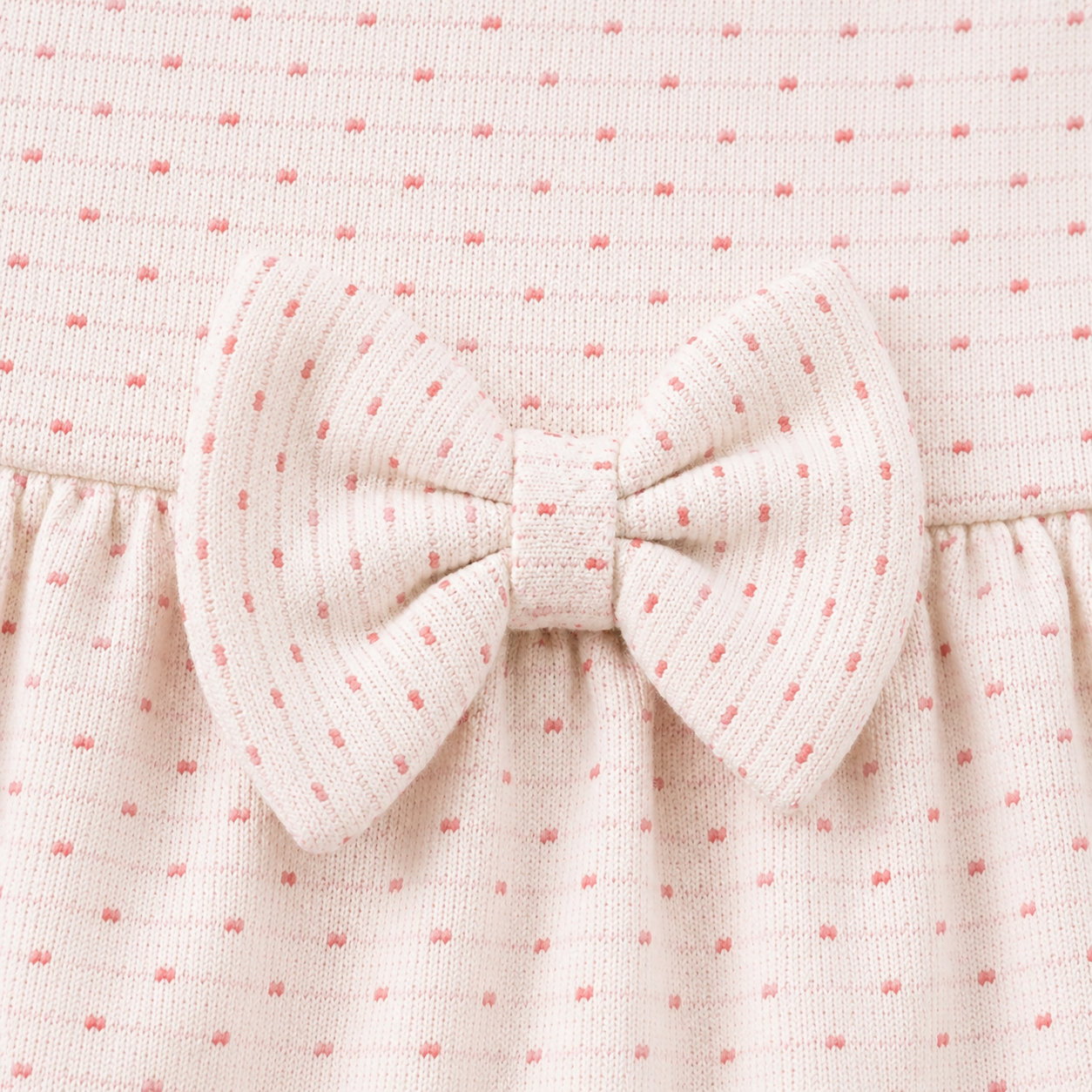 Baby Girls Cotton Dress – Polka Dot Flared Dress with Bow Detail & Bell Sleeves
