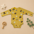 Baby Full Sleeve Romper Onesie – Bear & Donut Print Soft Cotton Bodysuit for Newborn Babies