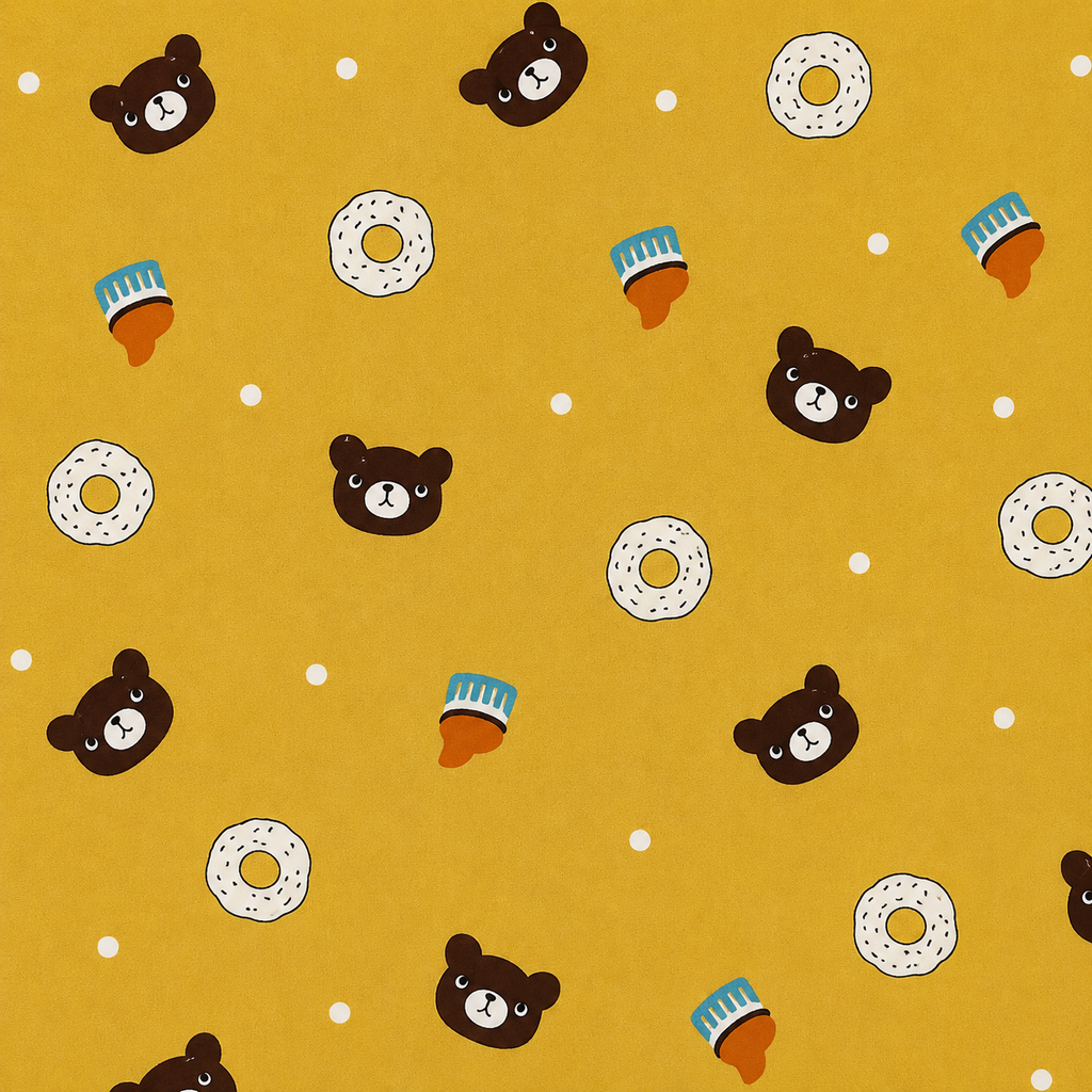 Baby Full Sleeve Romper Onesie – Bear & Donut Print Soft Cotton Bodysuit for Newborn Babies