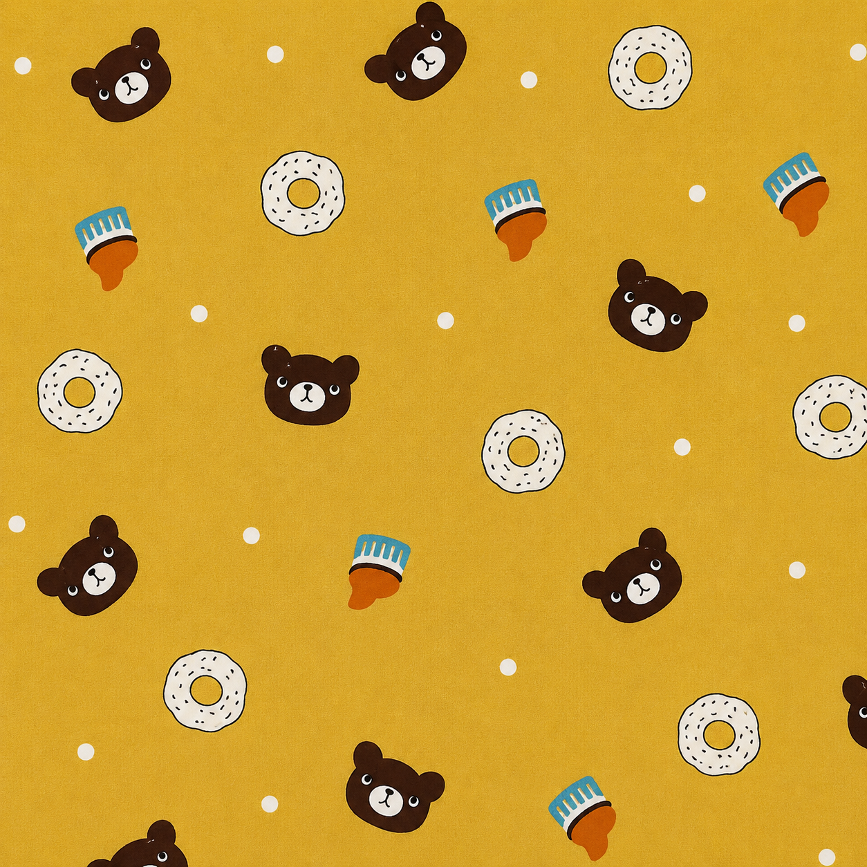 Baby Full Sleeve Romper Onesie – Bear & Donut Print Soft Cotton Bodysuit for Newborn Babies