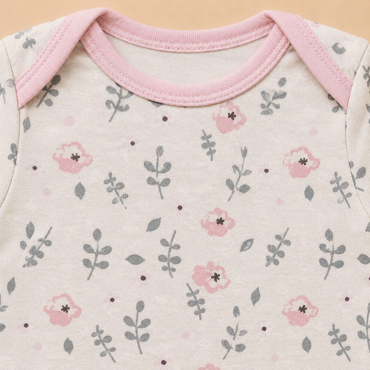 Genie & Tom Baby Girls Floral Printed Full Sleeve Bodysuit | Soft Cotton Onesie with Envelope Neck & Snap Button Closure | Newborn & Infant Romper
