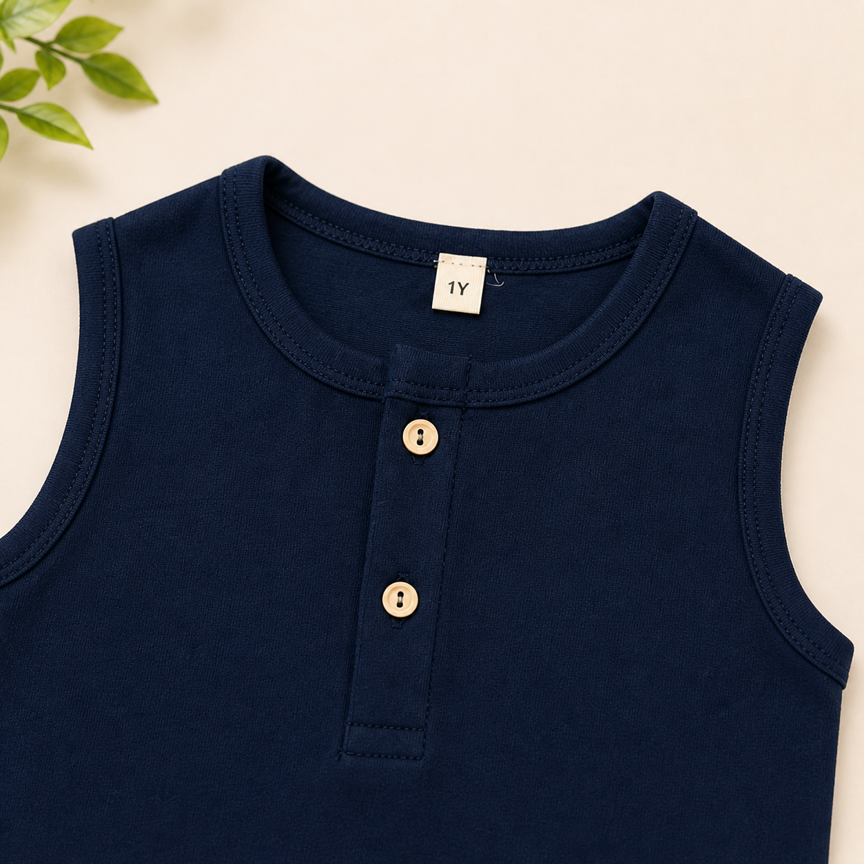Baby Muslin Co-ord Set – Sleeveless Cotton Muslin Top & Shorts Set (Navy Blue Summer Outfit)
