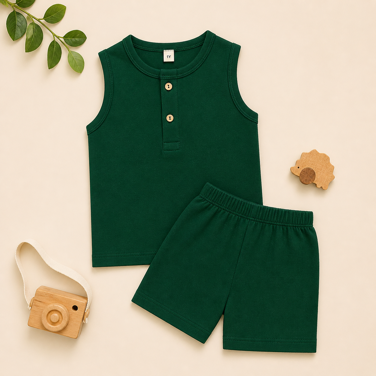Baby Muslin Co-ord Set – Sleeveless Cotton Muslin Top & Shorts Set