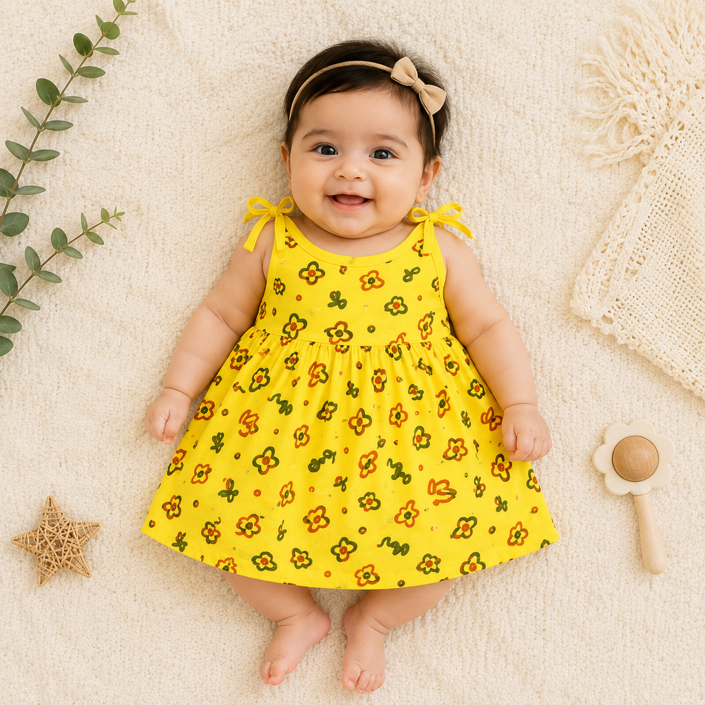Muslin Cotton Baby Frock Set of 2 – Soft Breathable Lightweight Summer Wear
