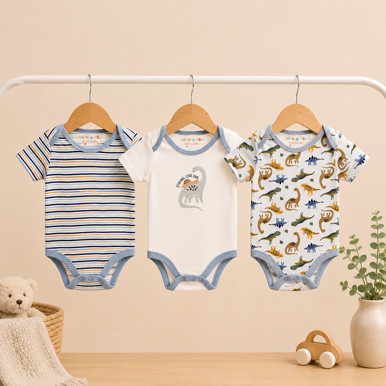 Infant Dinosaur Printed Bodysuit Pack of 3