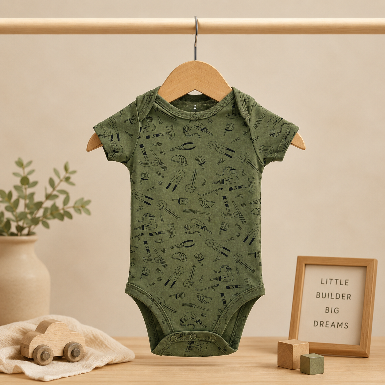 Infant Cotton Bodysuit Pack of 2 | Daddy’s Little Helper Printed & Tool Print Onesies | Soft Half Sleeve Rompers