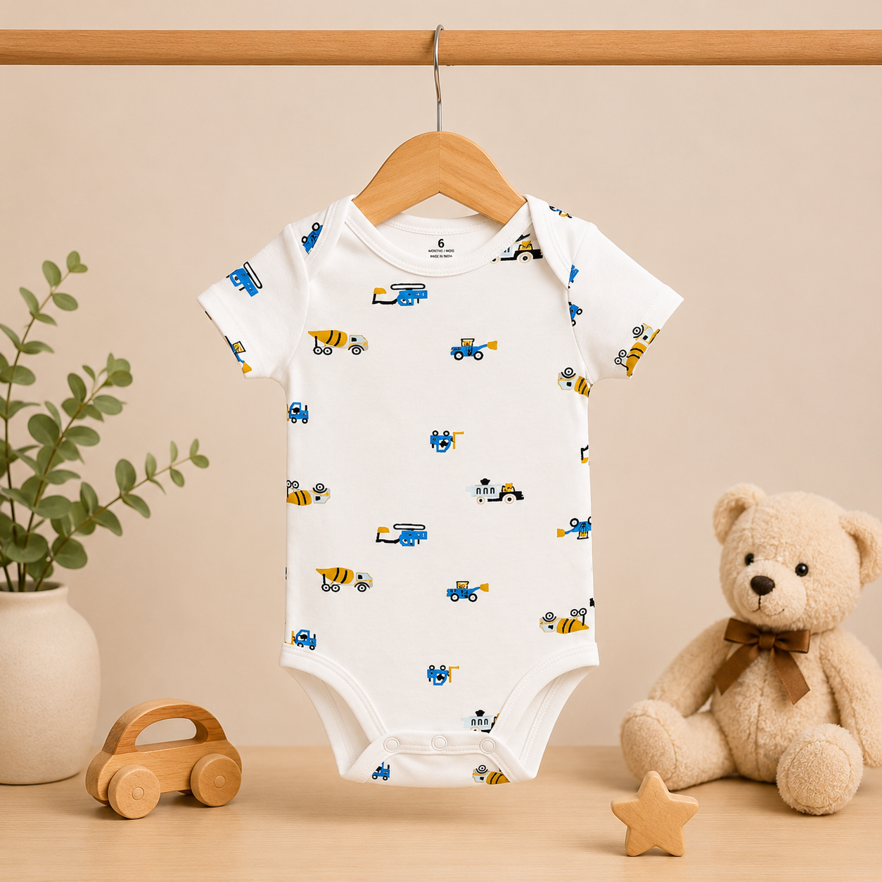 Infants Cotton Bodysuit Pack of 3 | Loads of Cute Graphic, Vehicle Print & Monster Print Onesies