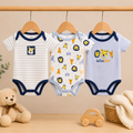 Infants Cotton Romper Pack of 3 | Safari Animal Printed Half Sleeve Bodysuit Set
