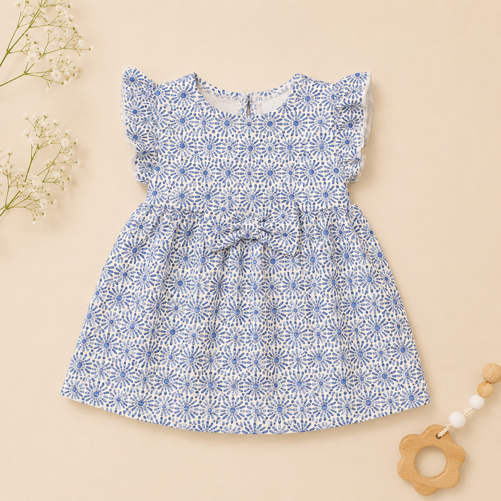 Soft Casual Frock with Bow Detail | Short Sleeve Summer Dress for Infants & TGirls