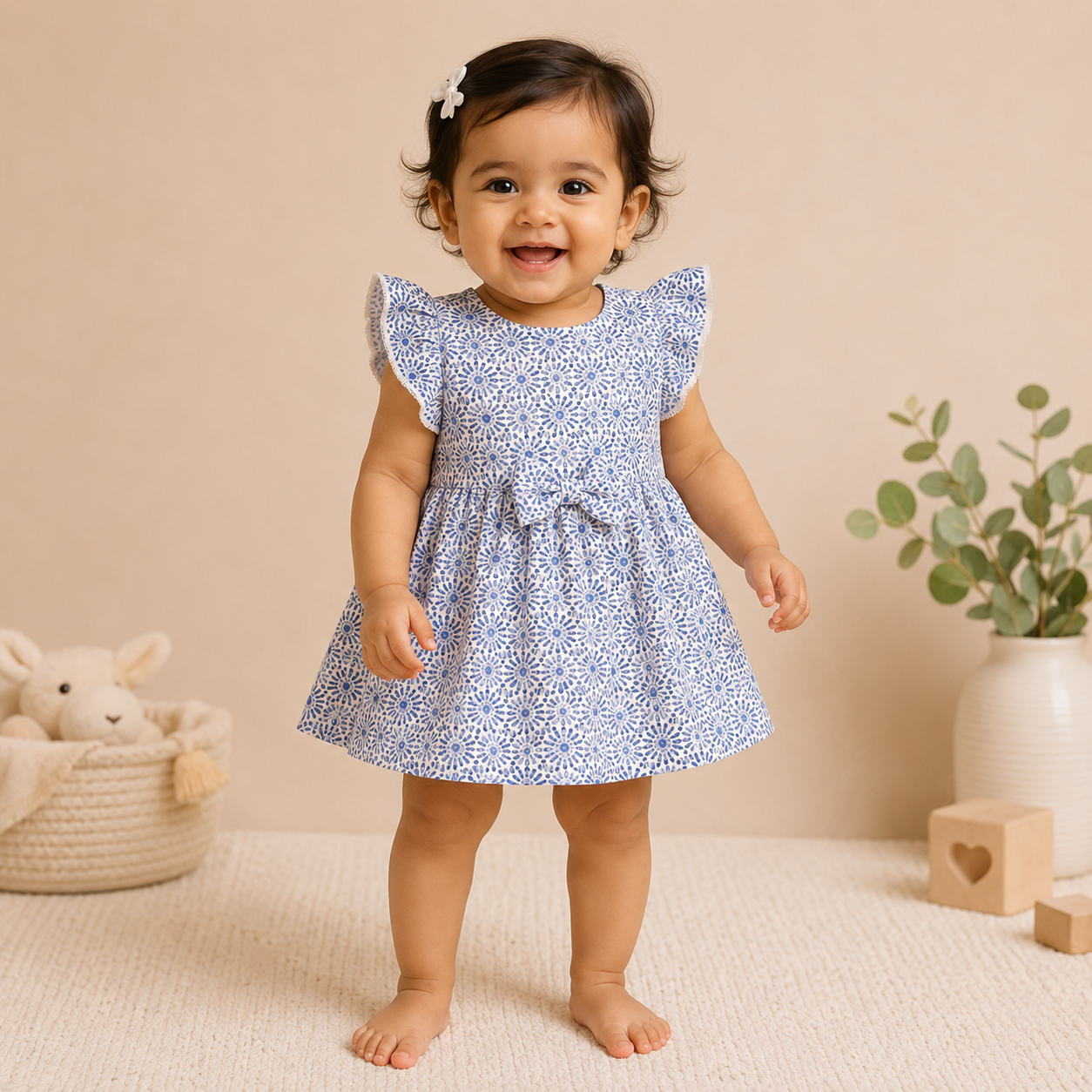 Soft Casual Frock with Bow Detail | Short Sleeve Summer Dress for Infants & TGirls