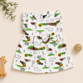 Baby Girls Cotton Dress – Safari Animal Print Dress with Ruffle Sleeves & Bow
