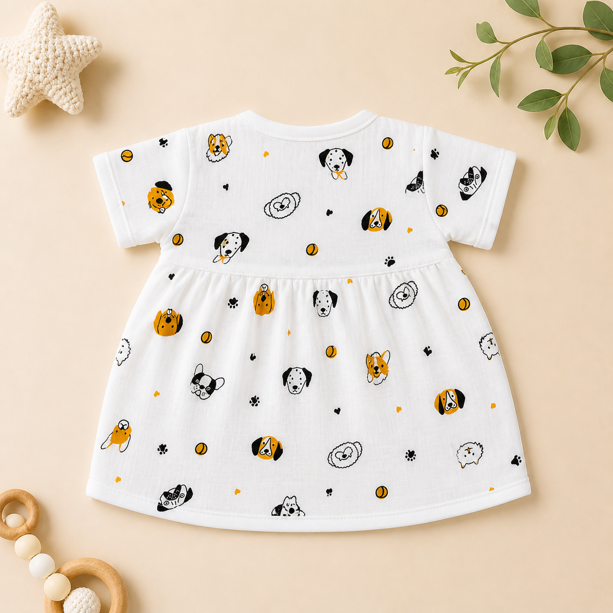 Baby Muslin Frock Set of 2 – Soft Cotton Front Open Dress