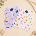 Baby Muslin Jhabla Set of 2 – Soft Cotton Sleeveless Front Open Jabla for Newborn Babies