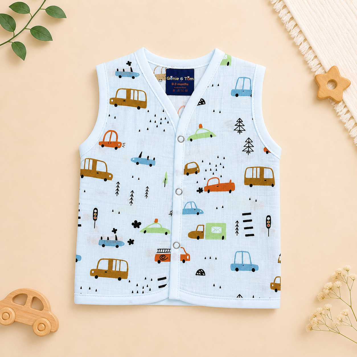 Baby Muslin Jhabla Set of 2 – Soft Cotton Sleeveless Front Open Jabla for Newborn Babies