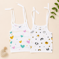 Baby Muslin Knot Jhabla Set of 2 – Soft Cotton Tie-Up Sleeveless Jabla for Newborn Babies