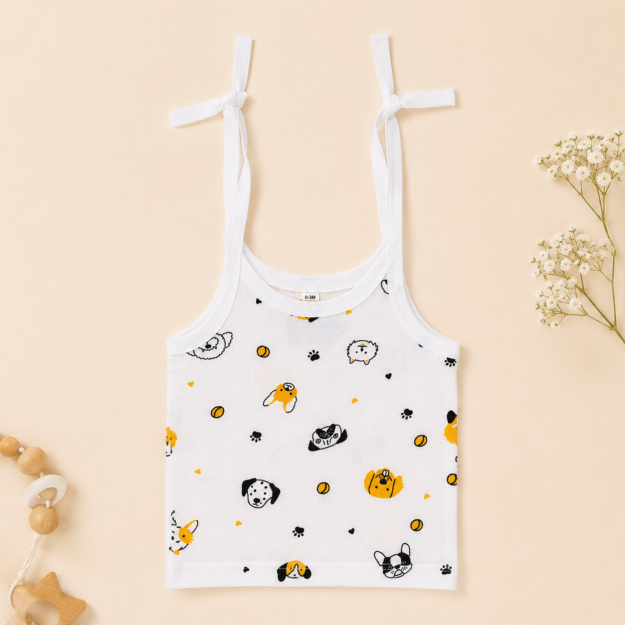 Baby Muslin Knot Jhabla Set of 2 – Soft Cotton Tie-Up Sleeveless Jabla for Newborn Babies
