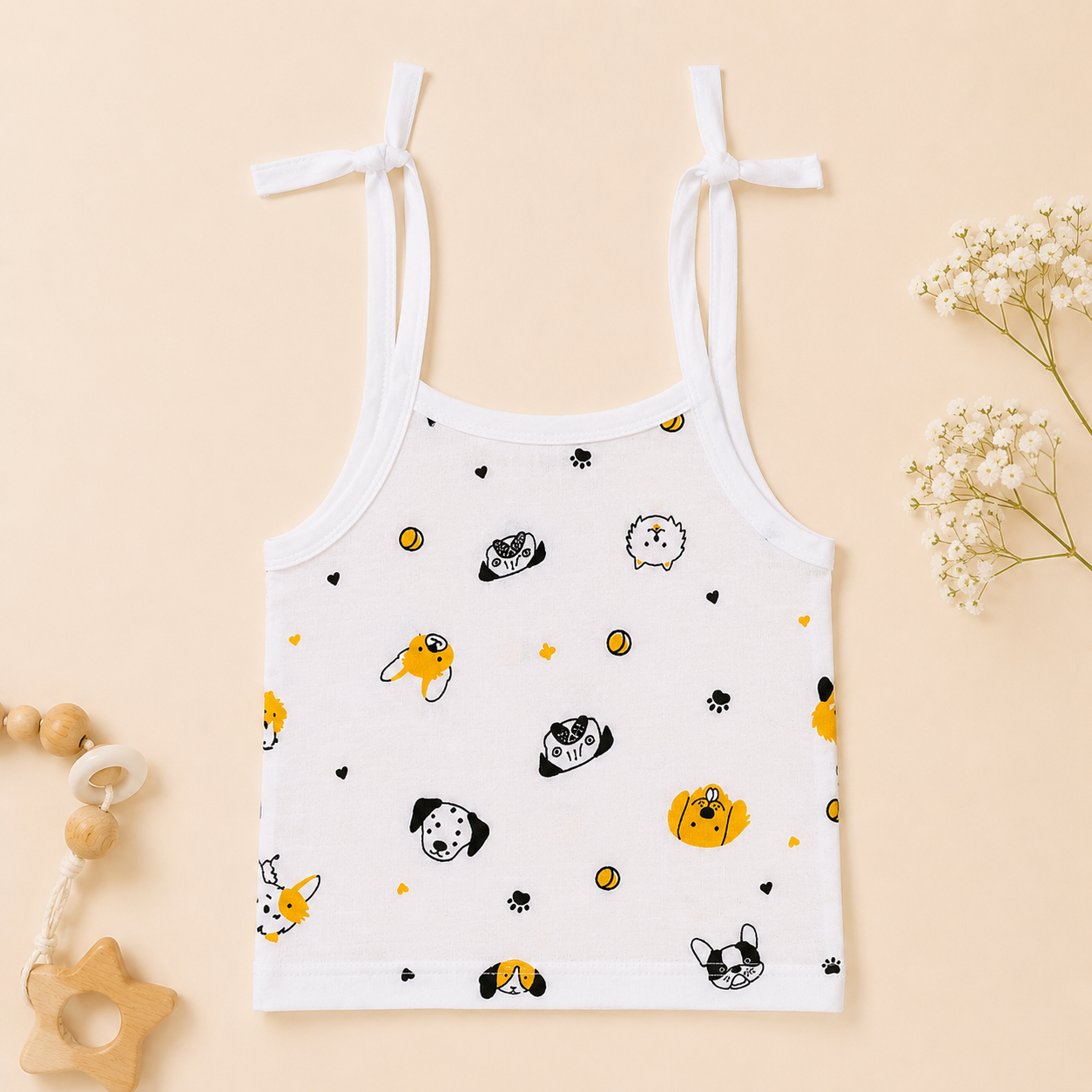 Baby Muslin Knot Jhabla Set of 2 – Soft Cotton Tie-Up Sleeveless Jabla for Newborn Babies