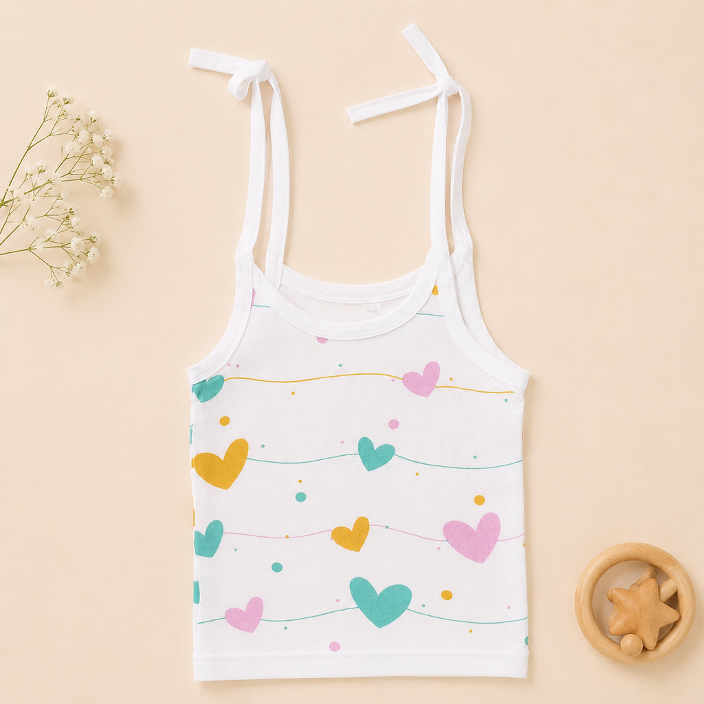 Baby Muslin Knot Jhabla Set of 2 – Soft Cotton Tie-Up Sleeveless Jabla for Newborn Babies