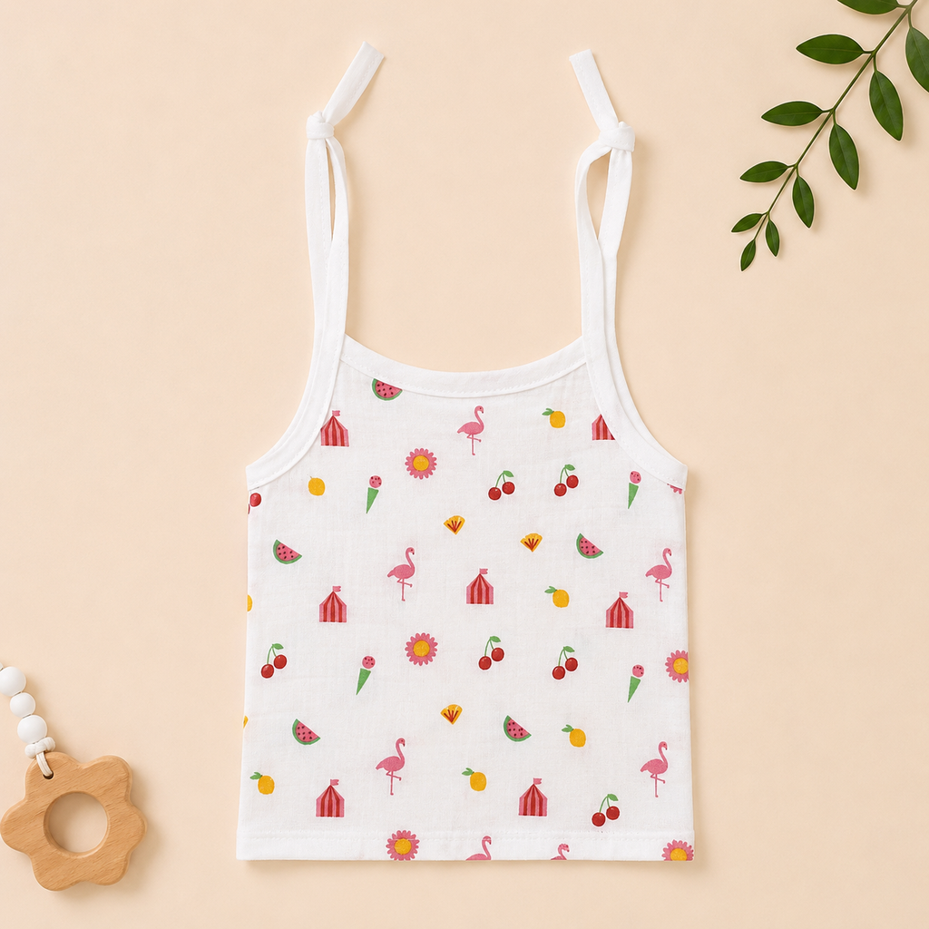 Baby Muslin Knot Jhabla Set of 2 – Soft Cotton Tie-Up Sleeveless Jabla for Newborn Babies