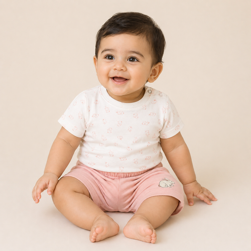 Baby Bunny Print Co-ord Set – Soft Cotton T-shirt & Shorts Set