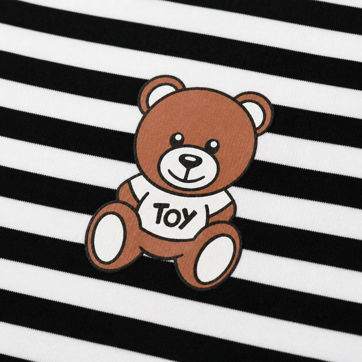 Kids Striped Cotton T-Shirt – Cute Teddy Bear Print Half Sleeve Tee