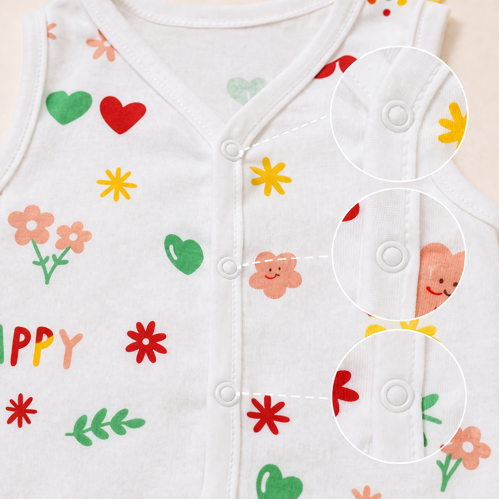 Baby Muslin Co ord Jhabla Set of 2 – Cotton Sleeveless Front Open Jhabla & Shorts Combo