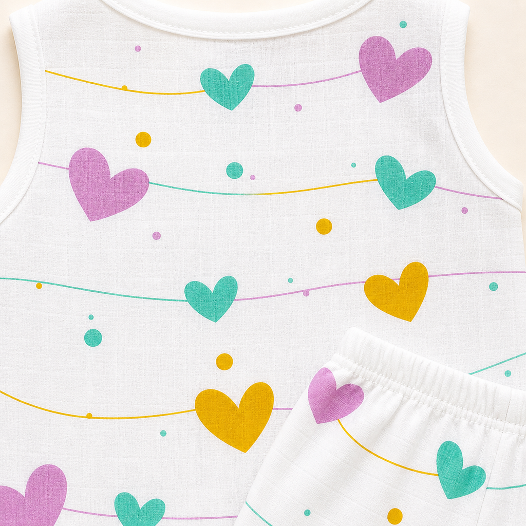 Baby Muslin Co ord Jhabla Set of 2 – Soft Cotton Sleeveless Front Open Jhabla & Shorts Combo