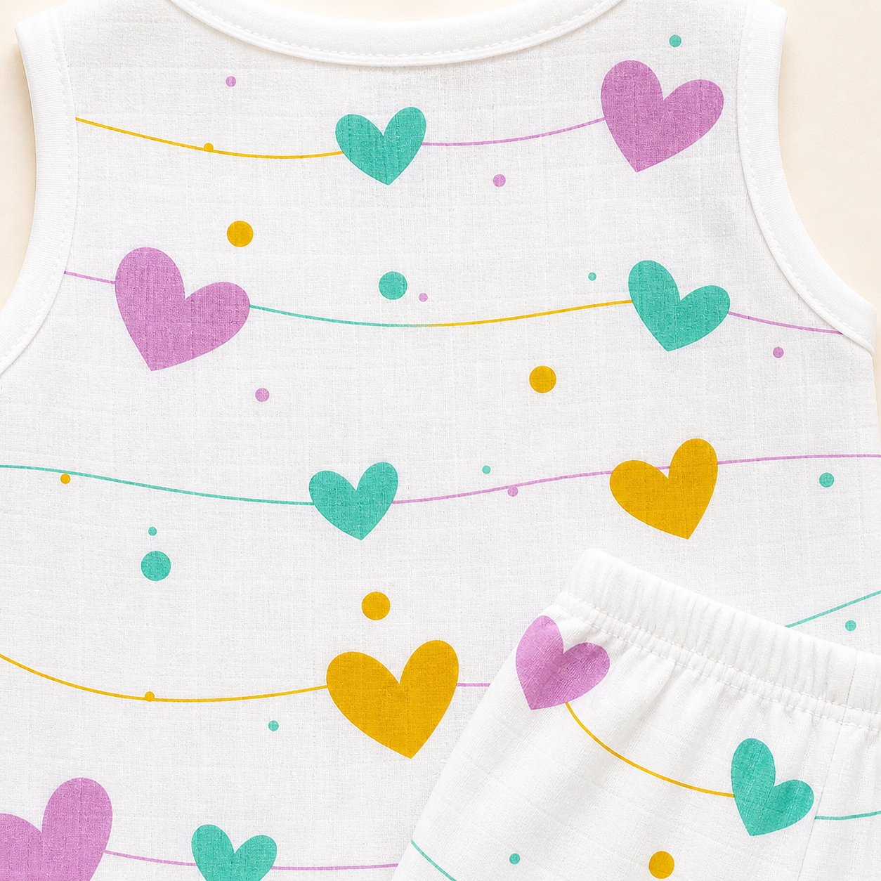 Baby Muslin Co ord Jhabla Set of 2 – Soft Cotton Sleeveless Front Open Jhabla & Shorts Combo