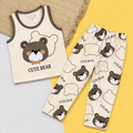 Cute Bear Baby Co-ord Set – Soft Cotton Sleeveless Top & Pajama Set
