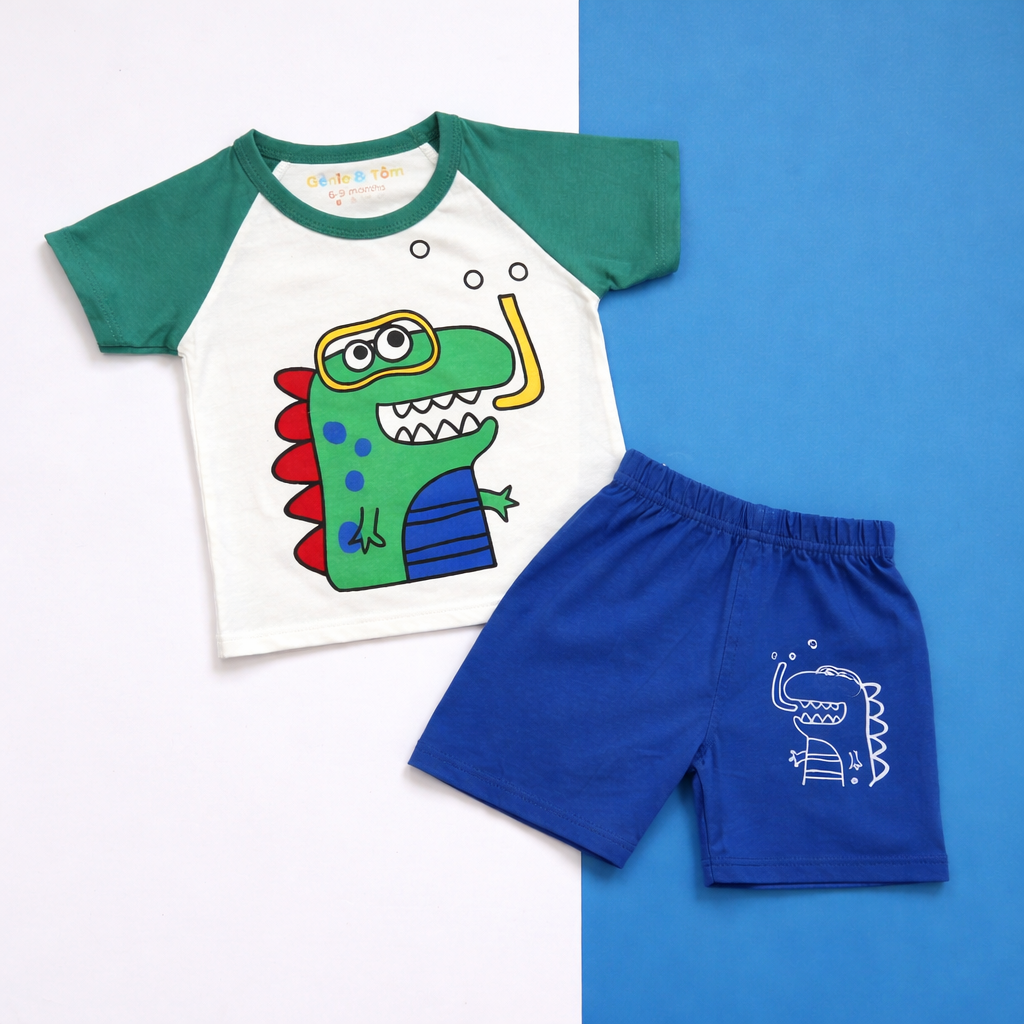 Snorkel Dino Baby Co-ord Set – Soft Cotton Half Sleeve T-shirt & Shorts Set