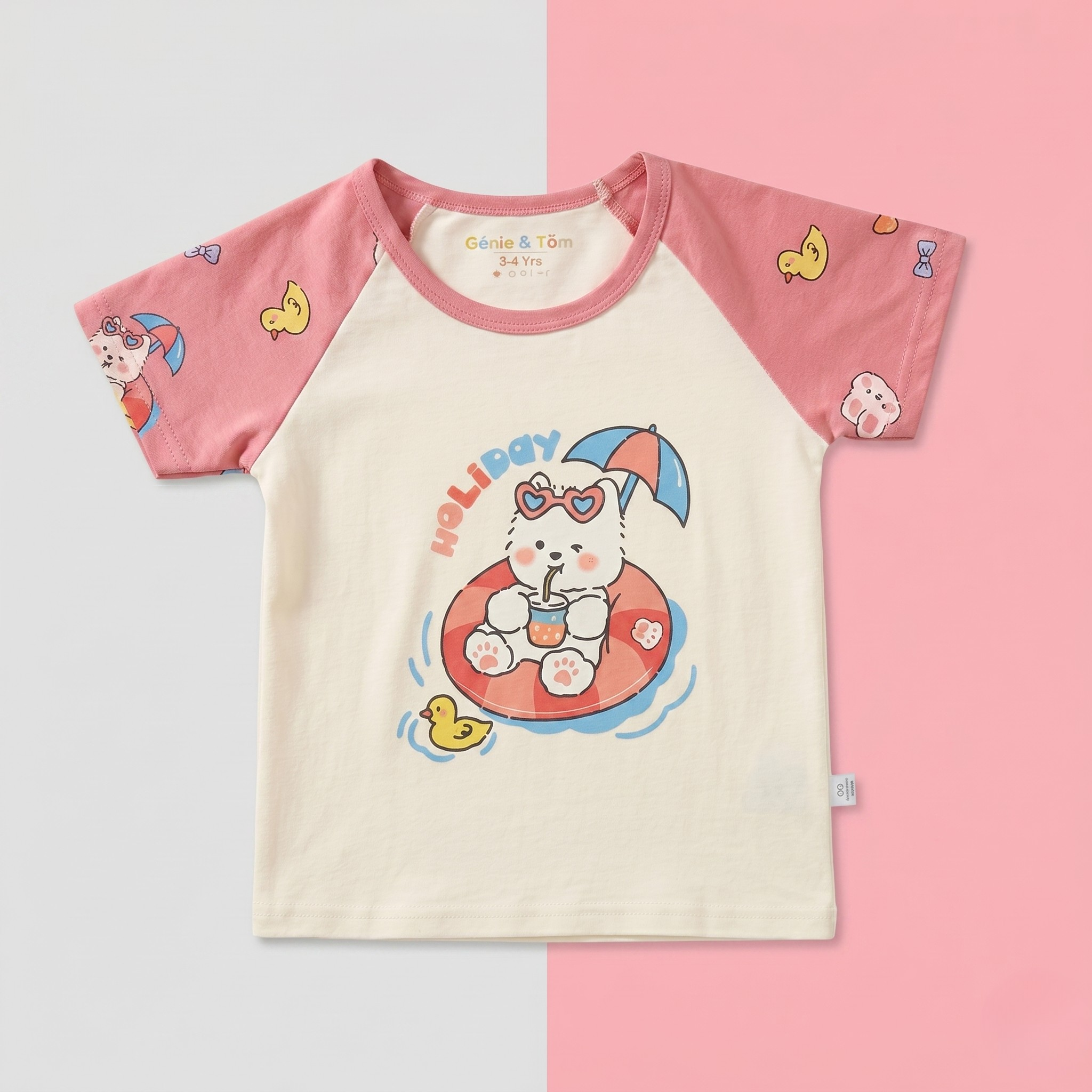 Holiday Bunny Baby Co-ord Set – Soft Cotton Half Sleeve T-shirt & Pajama Set